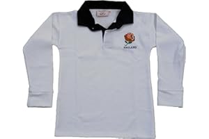 H M FASHION Childrens England Tops 6 Nations World Cup Kids Full Sleeve Retro Rugby Shirts (26 (Age:5/6 Years)) White/Navy