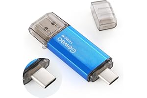 GEWEO Memoria USB 128GB, Flash Drive USB 2.0 Pendrive 128GB 2 en 1 OTG USB C Memory Stick para Smartphones Android, Windows, Android, Pc, Tabletas y Otras Dispositivos USB o Tipo C (Azul)