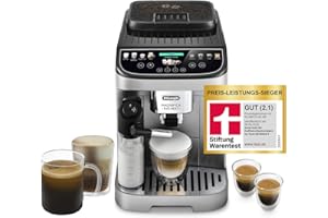 ‎DE'LONGHI De’Longhi Magnifica Evo Next - Perfetto Kaffeevollautomat mit LatteCrema-Milchaufschäumer, 13 One-Touch-Getränke, Coffee- und Cappuccino Kaffeemaschine, farbiges Touch-Display, Silber (ECAM312.80.SB)