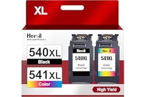 Heroil PG540 XL Negro CL541 XL Color Cartucho de Tinta sustitución para Canon 540 PG-540 CL-541 para Canon TS5150 para Pixma MG3600 MG3650S MG3650 MG4250 MX475 TS5100 MG3150 MX535((Negro Colour)