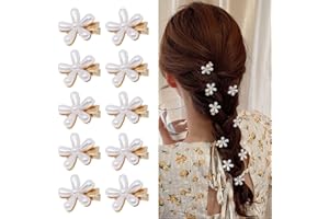 WITGIFT 10 Stück Mini Perlen Haarspangen,Blumen Haarclips,Kleine Haarklammern Haarnadelnadeln Haarschmuck für Mädchen und Frauen Hochzeit Brautschmuck