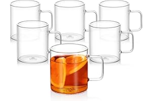 WILMAX ENGLAND Wilmax - Bicchieri da tè e caffè con manico - Set da 6-400 ml - Bicchieri per bevande calde e fredde - Bicchieri da vin brulé - Bicchieri da succo di frutta - Lavabili in lavastoviglie