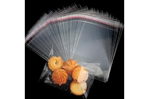 LMWNFEU (10X15+3cm) Clear Cellophane Bags, 200Pcs Self Sealing Cello OPP for Candles, Nuts, Dates, Souvenirs, Arts and Crafts, Plastic Bags for Packing and Storage