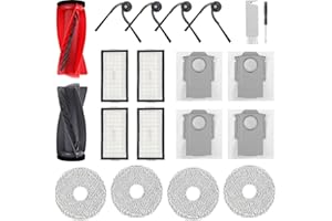 ‎SPOFAN Spofan Zubehör Ersatz für Roborock Saros 10R, Qrevo CurvX, Qrevo Curv 2 Pro/2 ProX Saugroboter, 1 Hauptbürste, 4 Seitenbürsten, 4 HEPA Filter, 4 Wischtücher, 4 Staubbeutel, 1 Reinigungsbürste