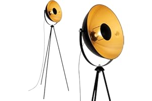 Briloner Leuchten Lampa Podłogowa Led, Metalowa, E27 60W, Czarny/Złoty, 580X345X1480Mm