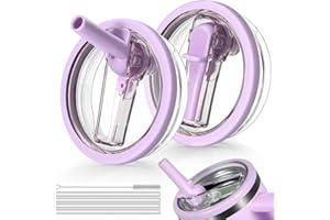 PADONCO 2 PCS 40oz Flip Straw Leak Proof Cup Lid forStanley H2.0 Quencher, Lid Replacement 40 oz forStanley Cup Accessories ProTour, Spill Proof StrawCover for Stanley Accessories (Purple)