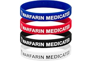 MEDICAL ID ME Warfarin - Pulsera anticoagulante de alerta médica (4 unidades, 20 cm)