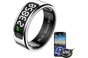 FINDTIME Smart Ring with Display Sleep Tracker Heart Rate Blood Oxygen Monitor Tasbih Finger Counter Gesture Control Step Counter Calories Waterproof Health Fitness Smart Rings for Men Women