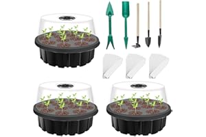 XIONGHONGLONG Zimmergewächshaus Anzuchtkasten,3 Stück 39 Zellen,Mini Gewächshaus Anzucht Set,Anzuchtschale mit Decke,Treibhaus Kunststoff Anzuchtschalenl,mit 5 Gartengeräte Klein + 30 Pflanzenetiketten
