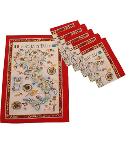 12 Strofinacci In Cotone Souvenir Italia - Stampe Sicilia, Sorrento, Limoni, Pizza E Pasta, 60x90 Cm