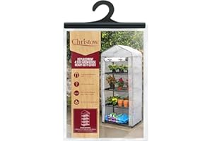 Christow Greenhouse Cover Replacement 4 Tier, Reinforced Mini Growhouse Protector Four Tier, Heavy Duty COVER ONLY, H158cm x W69cm x D49cm