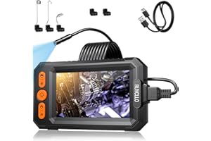 Ruycllo Endoskop z Kamerą 1080P HD i Ekranem IPS 4.3" – Wodoodporna Kamera Inspekcyjna IP67 z 8 LED i Sondą 8mm, Półsztywny Przewód 5M do Rur, Samochodów, Domu