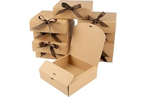 GXFCING Geschenkbox mit Deckel, 16x16x5cm Kraftkarton Geschenkkarton, Braun Geschenkverpackung Box für Hochzeit Geburtstag Weihnachten Party Geschenke Verpackung, 10 Stück
