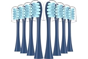 OddeKey Testine Compatibile con Oclean Flow, Find Duo, X Pro, X10 Spazzolini Elettrici, 8 Testine di Ricambio per una Pulizia Profonda, Blu