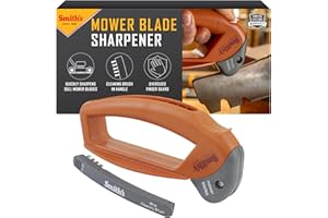 SMITH'S Smith’s 50603 Handheld Lawn Mower Blade Sharpener - Oversized Handle & Large Safety Guard - Durable Plastic - Easy to Use - Wire Cleaning Brush - Preset Carbide Blade - Gardening Lawn Care Tools