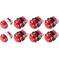 Arcity 8 Pcs Arcade LED Push Buttons Illuminated Light 6 × 30mm Buttons + 2 × 24mm Buttons with Built-in Microswtich for Arcade Machine Video Game Console DIY Jamma MAME Raspberry Durable Red New