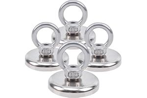 OCEUMAOA Aimant Puissant 70 kg Aimant de Peche Neodyme Super Puissant Gros Aimant Avec Anneaux Facile à démonter Magnet 42mm 4 pièces