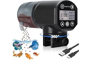 Podazz Futterautomat für Aquarium, 2,4G WiFi Fischfütterer Feuchtigkeitsbeständiger automatischer Futterspender mit Timer und Digitalanzeige, 200 ml großes Fassungsvermögen, App-Einstellung, Schwarz