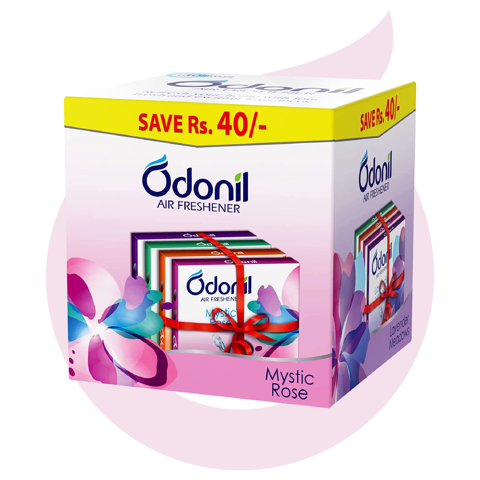 Odonil Bathroom Air Freshner Blocks Mixed Fragrances - 192g (48g*4) | Mixed Fragrances: Jasmine, Lavender, Orchid, Rose| Long