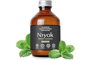 ‎NIYOK Niyok Mundziehöl aus Bio Kokosöl "Pfefferminze" (200ml) • Mundspülung mit ätherischen Ölen • Bio Kokos Ölziehkur gegen Karies, Zahnstein & Mundgeruch • Veganes Zahnöl für Ölziehen