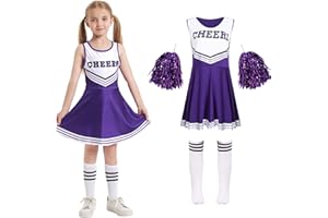 Cnexmin Costume Cheerleader Cheerleader per ragazze Uniforme da cheerleader Costume da cheerleader per Halloween Carnevale Masquerade,3-12 anni