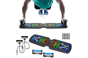 Mualady 14 in 1 Push Up Board, Portable Pushup Bars for Men, Muscle Max Push Board, Foldable Gym Home Exercise Board, Anti Slip Standing Workout Board with Resistance Bands