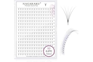 ‎NAGARAKU NAGARAKU Volumen Wimpernverlängerung Vorgefertigte Fächer Wimpern 320Pcs Schmaler Stiel Leicht Dicht Premade Fans Eyelash Extensions Künstliche Wimpern 16 Reihen（5D 0.07mm Stärke C Curl 10mm）