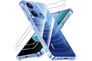 Yohii Funda para Xiaomi Redmi 15C 4G/5G/Poco C85 con 2 Piezas Cristal Templado, [Protección Cámara ] Carcasa Protectora AntiChoques Anti-Amarillo Clara, Suave TPU Anti-Arañazos Caso - Transparente