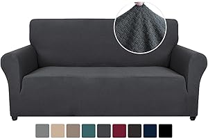 ‎YSTYLE Ystyle Stretch Sofa überzug 2 Sitzer, Elastisch Sofabezug Mit Armlehnen, Jacquard Couch überzug rutschfest, Waschbar Sofa Cover Protector Für Hunde Haustiere, Grau