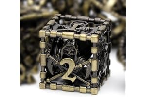 Dés JDR Dés de Jeux pour Donjons et Dragons, Set de Dés Polyédriques Faucheuse HNCCESG Dés Jeu de Role Dés en Métal Creux D4/D6/D8/D10 (0-9 et 00-90)/D12/D20 7 Pièces avec boîte en métal