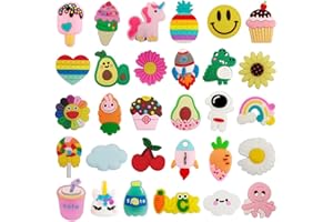 FEIONE 30 Stück Anstecker Für Perforierte Schuhe, Jibbitz Charms, Verschiedene Cartoon-Designs, Dekorative Pins Für Schuhe Und Armbänder, Sandalen Charms Abnehmbares für Crocs Sanitär-Clogs