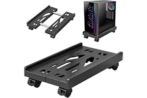 BOTEWO Supporto per PC con ruote: supporto per computer PC torre regolabile per CPU carrello sotto scrivania universale per PC desk PC (nero)