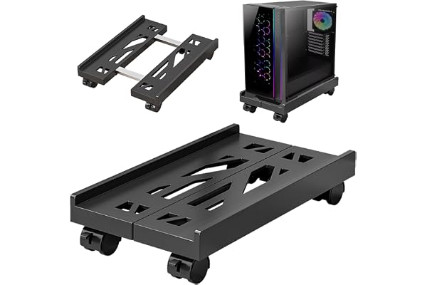 BOTEWO PC-stativ med hjul: Dator PC Tower ställ justerbar CPU-hållare vagn under skrivbord universal för Home Office Desk PC