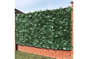 BAKAJI Artificial Synthetic Hedge Roll Net Wind Deflector Ornamental with Leaves Fake Ivy Fall Protection for Railing, Patio, Balcony, Garden, Outdoor, Dark Green (1 x 3 Metres)