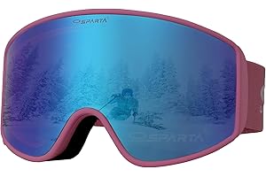 OUTDOOR SPARTA Lunettes de snowboard OTG - Lentille HD magnétique amovible - Anti-buée - Protection UV400 100 % - Sans cadre