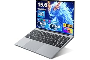 AUKABREX Ordenador Portátil Win 11, 15,6 Pulgadas Portátil 16GB RAM 512GB SSD, Laptop Office 365, Celeron N95 CPU, PC Portátil Teclado Retroiluminado/Desbloqueo Huellas Dactilares, Webcam/BT4.2/USB3.0