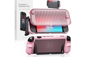 SANYETRAL Funda Protectora Compatible para Modelo Switch 2(2025),Estuche Protector con Cubierta Frontal Protectora Funda Fina de TPU con Agarre Antideslizante, Ideal para Uso Diario y Viajes (Rosa)