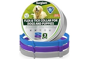 SURGLAM Collier Anti Puce Chien, Colliers Anti-Puces et Anti-Tiques pour Chiens, Contre Les Puces Collier Protection 24 Mois, Naturel Collier Chien Anti Puces et Tiques, Traitement Antipuces Collier B-V-G