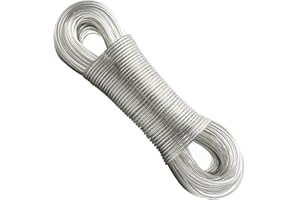 AMZSKU 50m Corde à Linge avec Noyau en Acier pour l'extérieur Très résistante avec Une Charge maximale de 200 kg Inoxydable et étanche pour Jardin （4mm,Transparent）