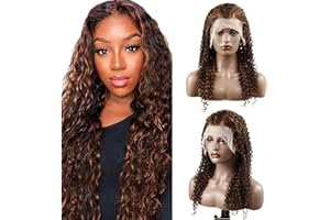 Shoaiye Wigs Human Hair Curly Glueless Wig Ombre Highlight Wig 13x6 Lace Frontal Wig P4/30 Jerry Curly Wig With Baby Hair Pre Plucked Parrucca Capelli Veri for Woman 24 Inch