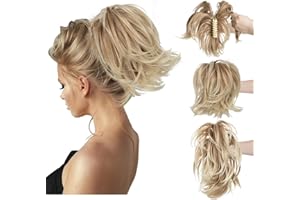 CJL HAIR Claw Clip Short Ponytail Hair Extensions Bendable Metals Messy Bun Hair piece Straight Fake Hairpieces