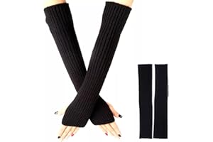 Fjquamitix Lange Armstulpen Damen Winter - Warme Strick Armstulpen mit Daumenloch, Winddichte & Bequeme Armwärmer für Kälte, Outdoor, Sport und Alltag