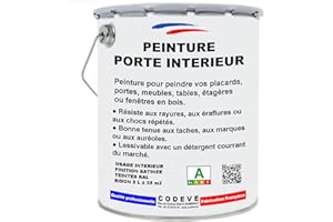 CODÈVE BOIS Peinture Porte Interieur - Codeve Bois/Ral 1013 - Blanc Perle - 5 L - Intérieur - Pour La Décoration De Votre Porte En Pin, Sapin, Frêne Ou Chêne.