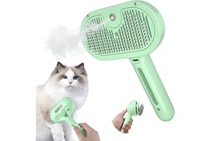 EVCGOX Spazzola a Vapore per Gatti, Spazzola per Gatti con Serbatoio d'acqua per Antistatica e nodi Spazzola per Cani per Peli Lunghi e Corti Spazzola per Animali Domestici Skin-friendly Verde Bianco Verde