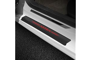 Symilov 4 Pièces Bandes Protection Seuil Voiture pour OP-el Astra J H G K Plinthes Accessoires, Autocollante de Anti-Rayures de Bord de Porte en Fiber Carbone,Red