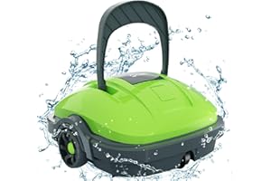 WYBOT Poolroboter, Poolsauger Akku mit Dual-Motor, Selbstparken, Starke Saugkraft, Automatische Poolreiniger für Aufstell-/Einbauschwimmbecken bis 50m² Grün