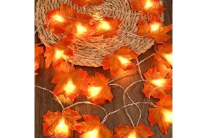 AUAUY lönnlöv ljusslingor – 6 m, Maple Leaf String Lights, 6M 40 LED batteridrivna Fairy Lights, för inomhus- och utomhusbely