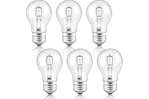 Liuyife E27 42W Light Bulb, Dimmable, Globe A55 E27 Edison Screw Light Bulb, Warm White 2700K, 650LM, Classic Clear, GLS Clear Bulb for Chandelier, Ceiling Lamp, Wall Lamp, Pack of 6