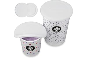 Qikfresh silikonowe pokrywki wielokrotnego użytku 2 sztuki - Pokrywki na kubki jogurtowe 150–500 g - Szczelne elastyczne i odporne na przecieki - Pokrywka świeżości z silikonu (Biały)