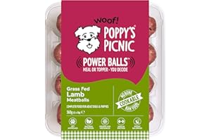 POPPY'S PICNIC Poppy’s Picnic - POWER BALLS Lamb – 8 Pack Raw Frozen Dog Food – High Protein Frozen Dog Food Raw – Complete Lamb Power Balls or Healthy Topper – 8 x 360g